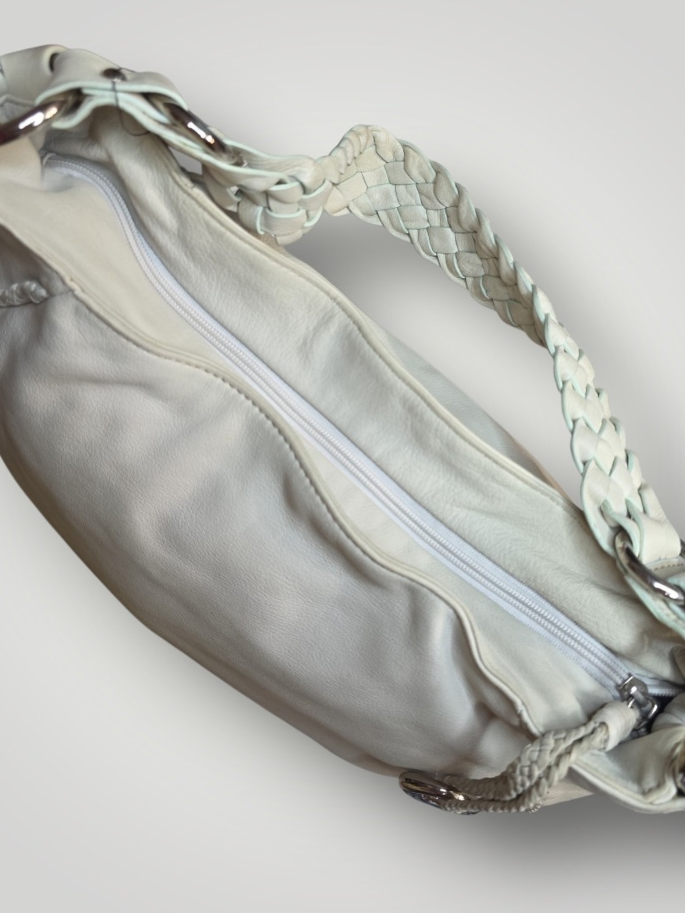 Donald J. Pliner Vintage Cream Braided-Handle Shoulder Bag NWT Retail $320 - Picture 9 of 15